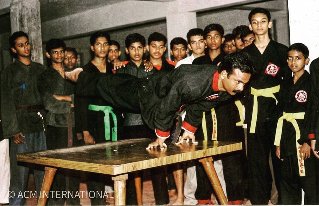 Martial artist combining graceful movement with explosive power in perfect technique execution