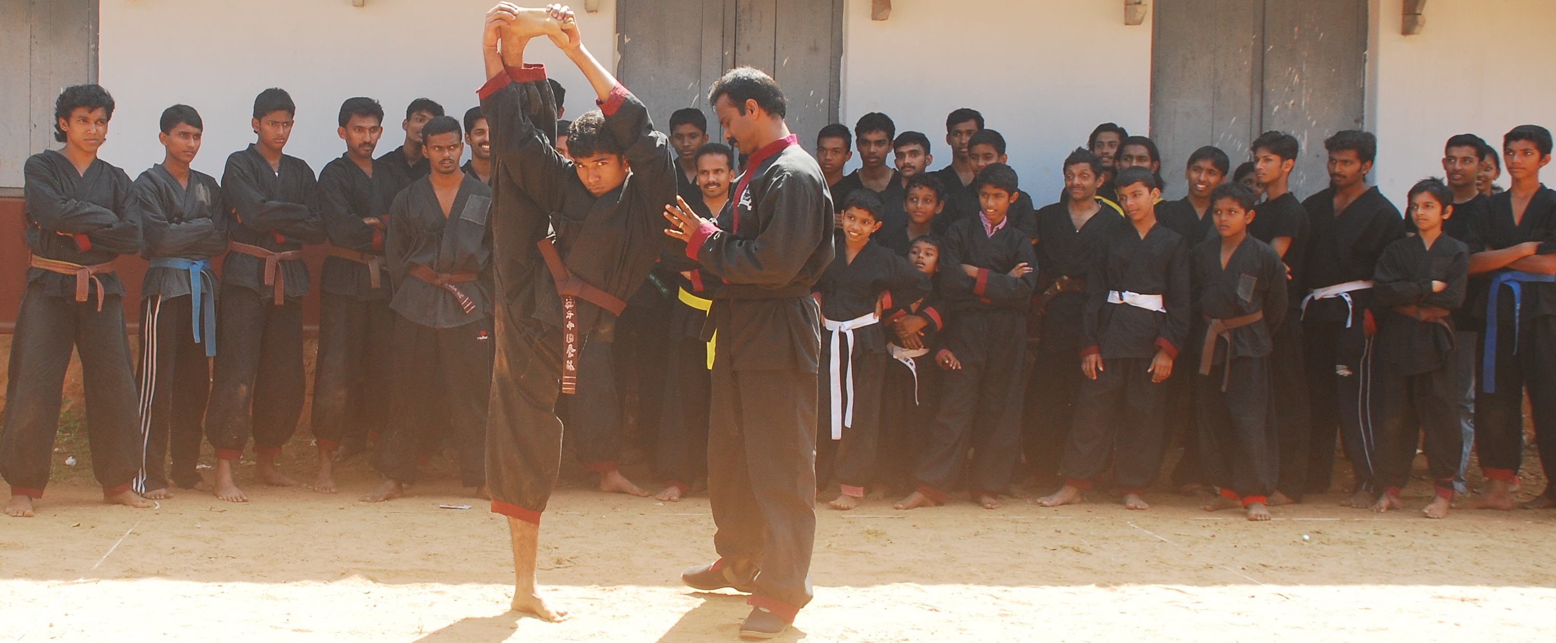 Martial artist demonstrating mindful balance and meditation stance - mental discipline training